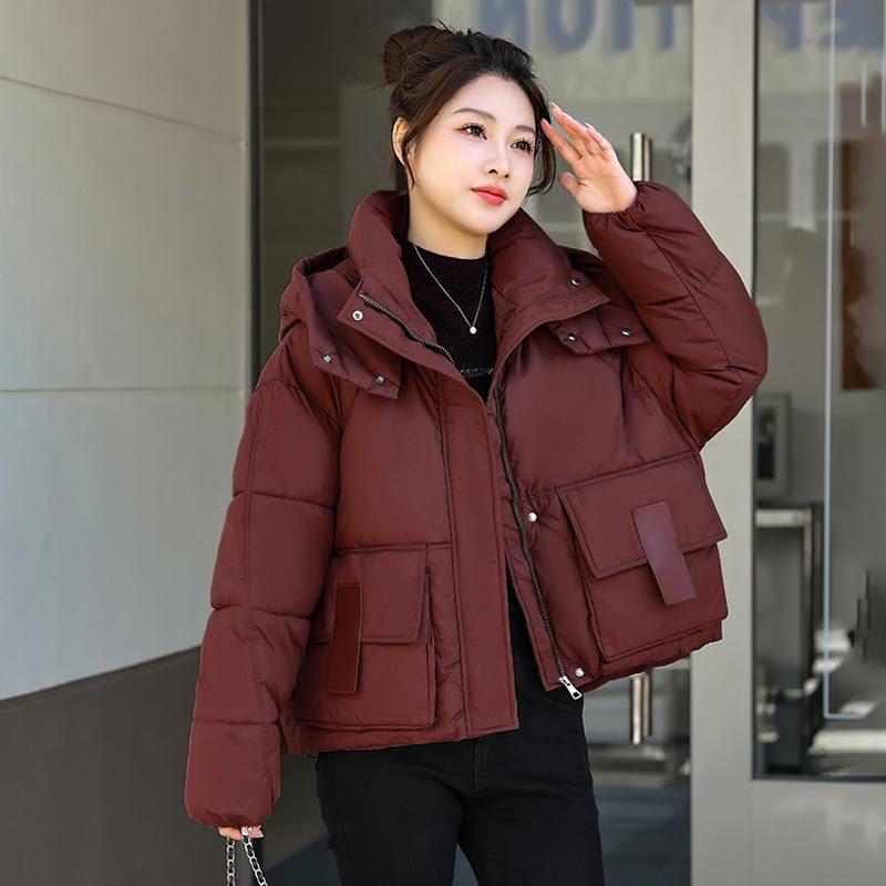 Maillard High-grade Sense Fried Street brown Short Cotton-padded Clothes Women's Winter 2024 New Hooded Bread Clothes Thick Coat