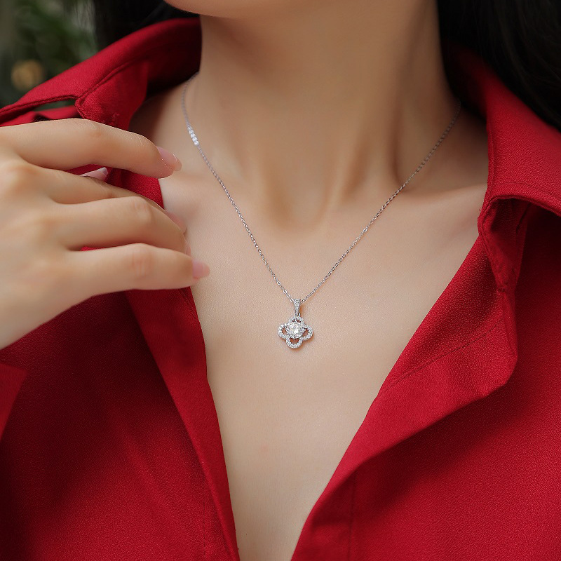 Factory Direct 18K Gold Custom Sweet Style Niche Design High-End White Golden S925 Silver Igi Cultivated Diamond Necklace