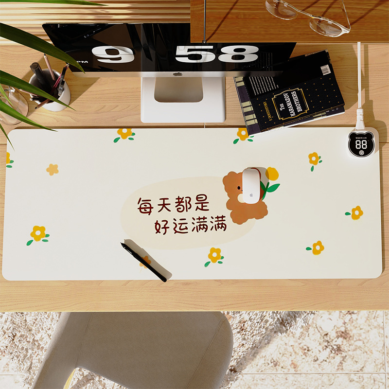 Heating Mouse Pad Large Cartoon Heating Warm Table Pad Office Computer Desktop Heating Pad Homework Warmer Pad
