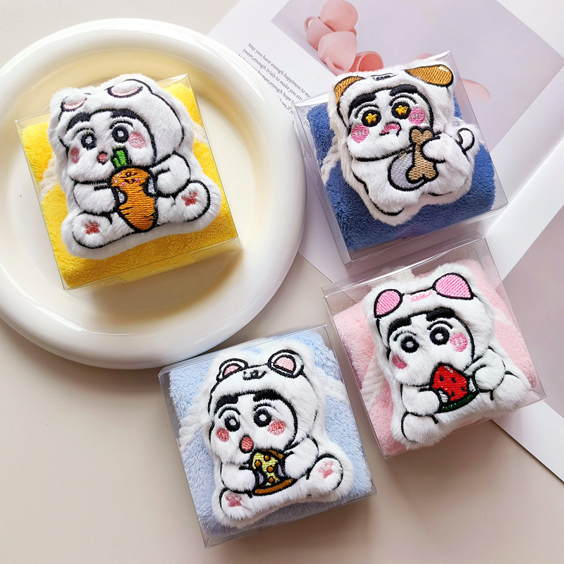 Полотенце с куклой Крэон Шин-Чан коралловый велюр креативное висячее ручное полотенце детское квадратное полотенце подарок для детского сада в коробке