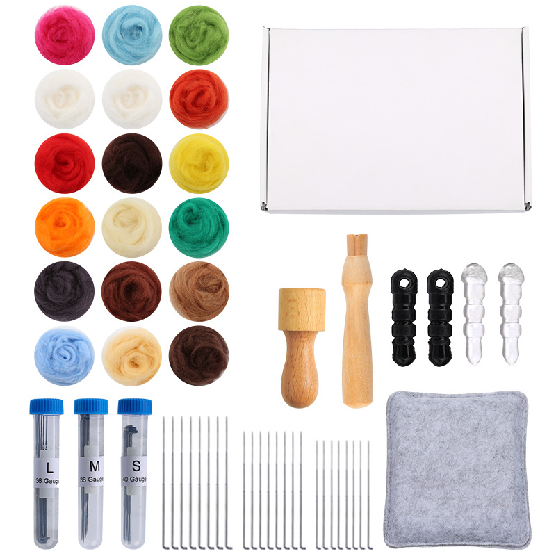 Cross-border wool felt poking tool kit felt pad wool needle tool suit diy wool material bag