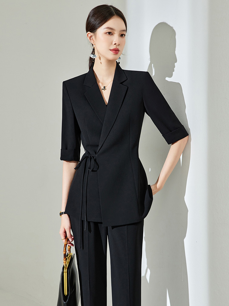 2797 plus size Women's Light Luxury Elegant Royal Sister Light Mature Style Slimming Suit suit chubby girl Micro-flared Pants Two-piece Set