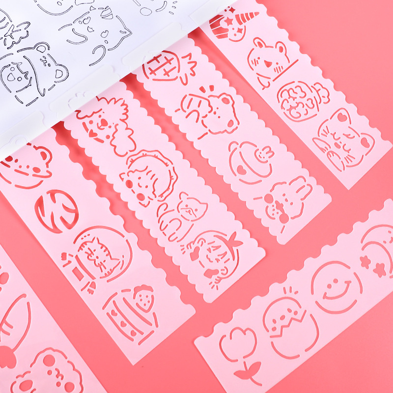 Cute cartoon hollow hand copy newspaper template children primary school students drawing template hand account diy drawing ruler suit