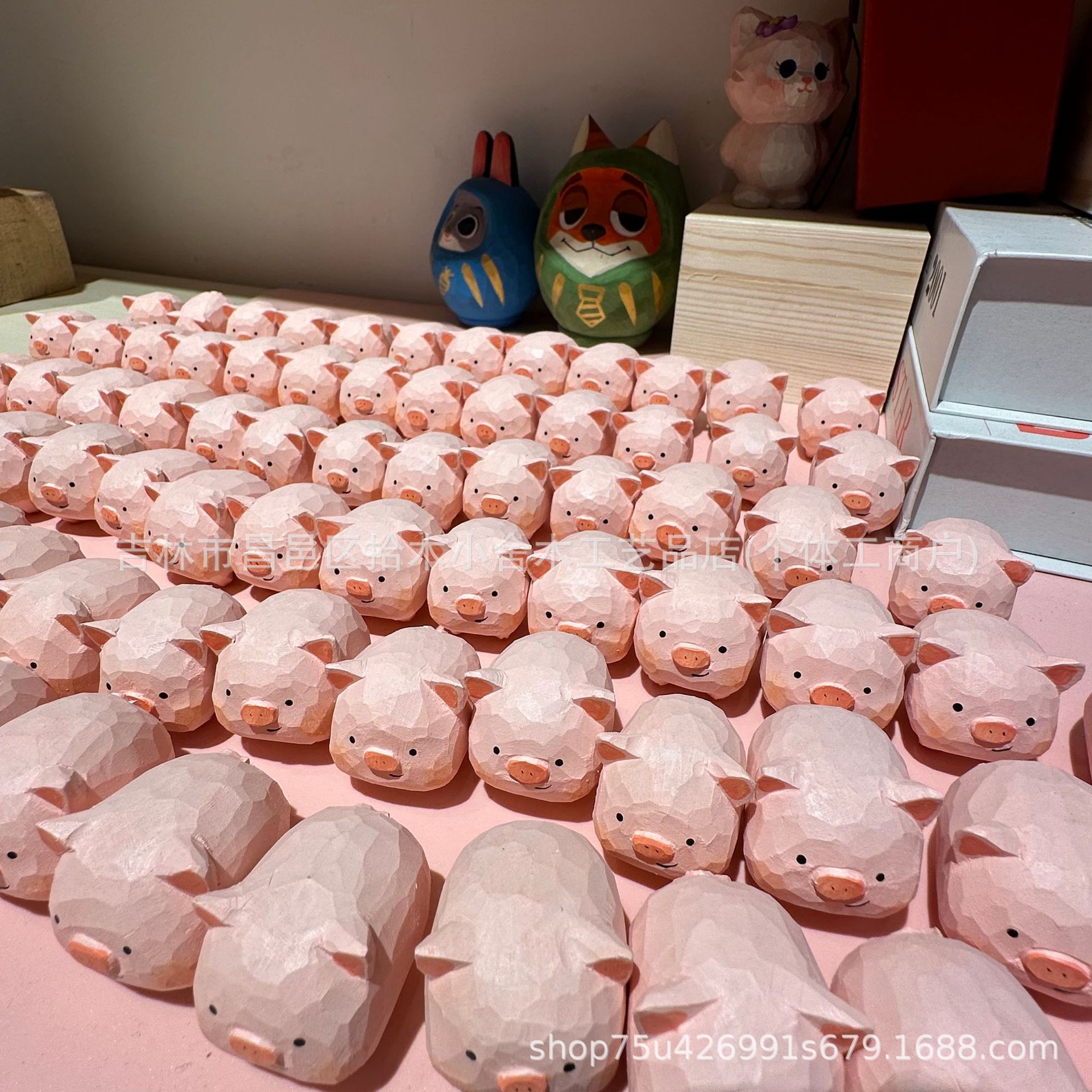 Piggy Carving Pendant Accessories Purely Handmade Elf Cute Cartoon Internet Celebrity Same Style Hot Selling Gifts Wooden Products Piggy