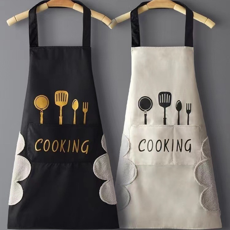 New waterproof oil-proof men's and women's hand-wiping apron kitchen cooking home work Oil-proof Korean waist wholesale