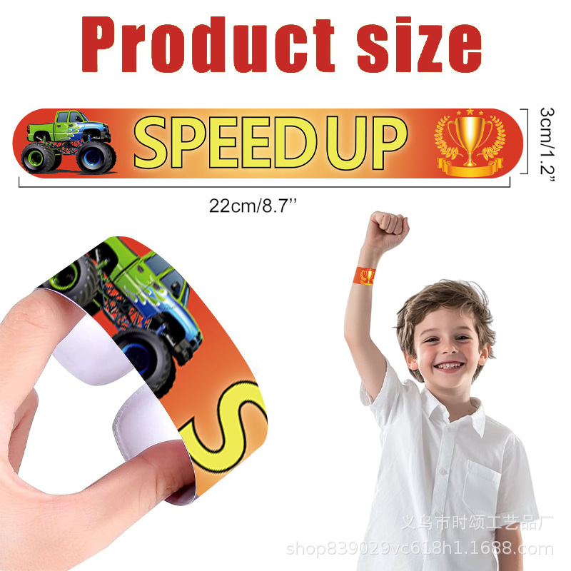 Amazon Cross-Border Cartoon Monster Truck Snap Ring Bracelet Children's Toy Decorative Truck Racing Snap Ring