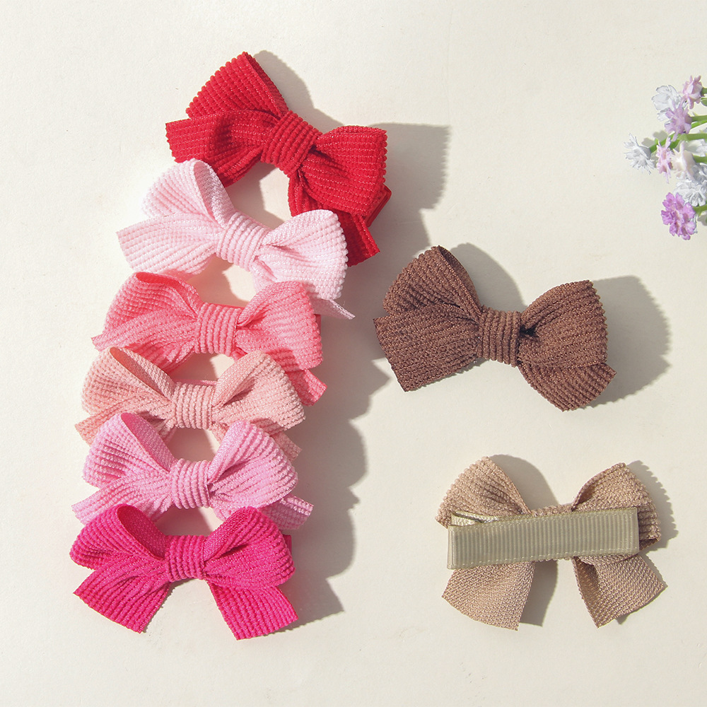 Cross-border Europe and the United States Amazon solid color vertical stripe children's hair clip edge bow baby side clip wholesale