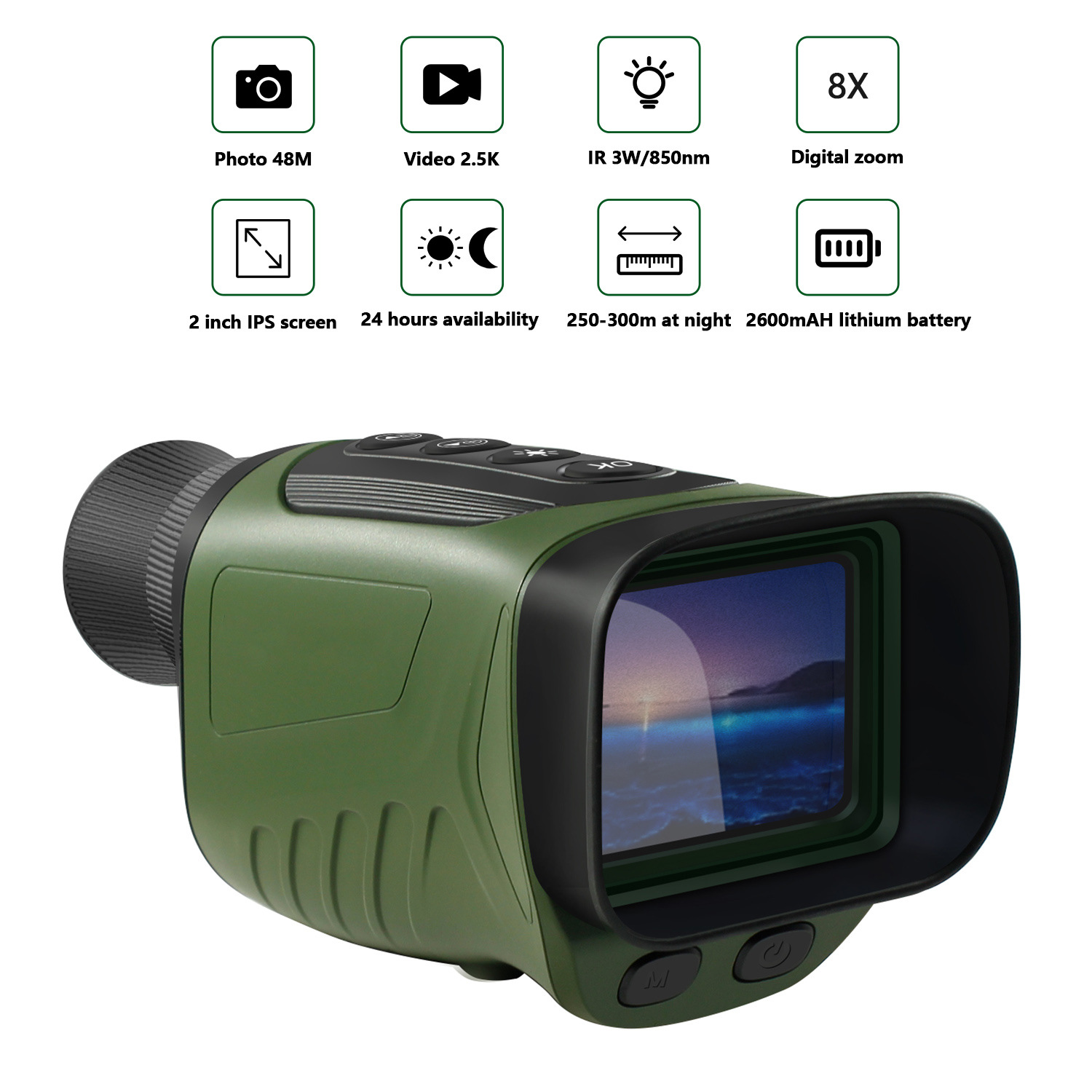 Portable Popular Video High-Definition Photography Cross-Border Bird Watching Mirror Digital Telescope Outdoor Infrared Monocular Night Vision Device