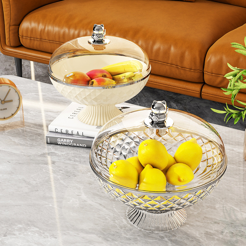 Fruit Plate Fruit Basin Living Room Desktop Storage Household Draining Basket Wedding Candy Box with Lid Style Variety
