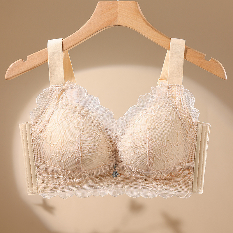 Benmingnian Big Red Wedding plus size Underwear Women's chubby girl Big Chest Small Chest Bra Thin Bra for Summer