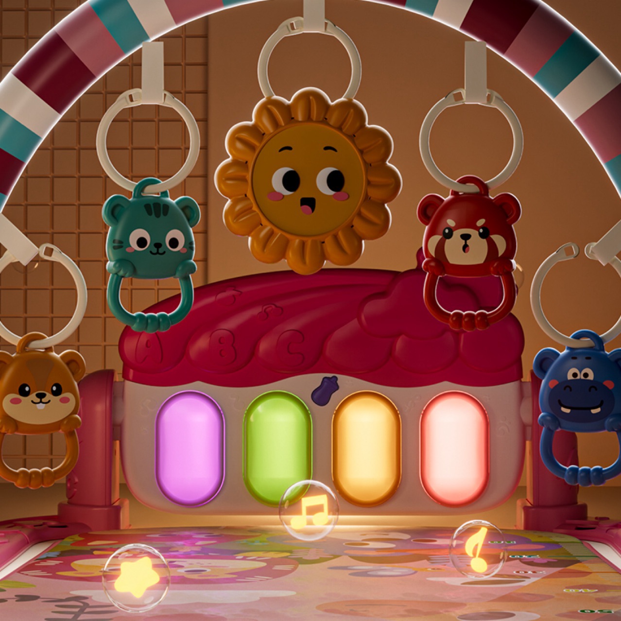 Cross-Border Hot-Selling Baby Fitness Stand Music Pedal Toy 0-36 Months Newborn Baby Piano Game Mat