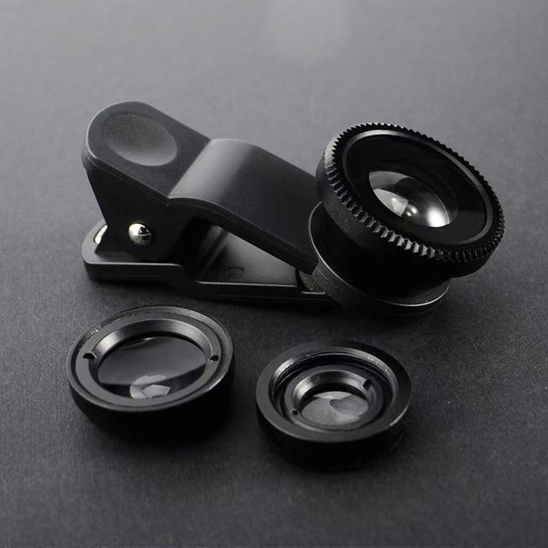 180 degree fisheye +0.67 Wide Angle + 10x macro three-in-one universal mobile phone external lens free selfie