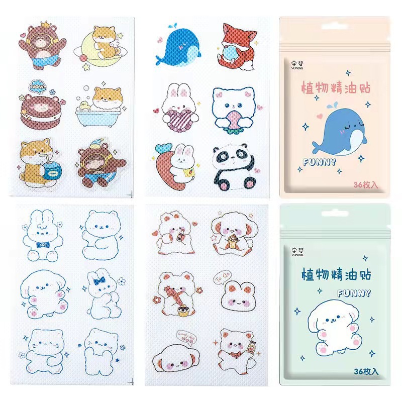 Special-shaped essential oil stickers children's cartoon non-woven outdoor non-mosquito stickers infant adult plants a generation of hair