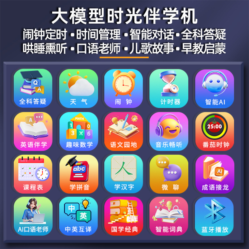 Smart Alarm Clock Student-specific Learning Self-discipline Smart Multifunctional Wake-up Alarm Clock with Voice AI Time Manager