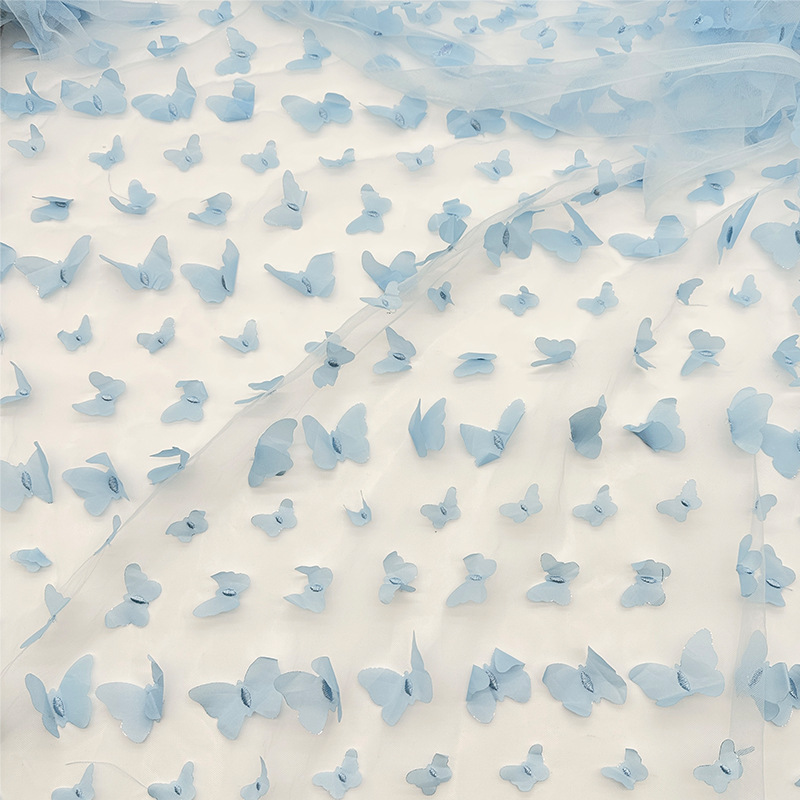 3d Stereo Butterfly Mesh Laser Embroider Patch Embroider Kidsren's Dress Wedding Dress Polyester Embroider Fabric