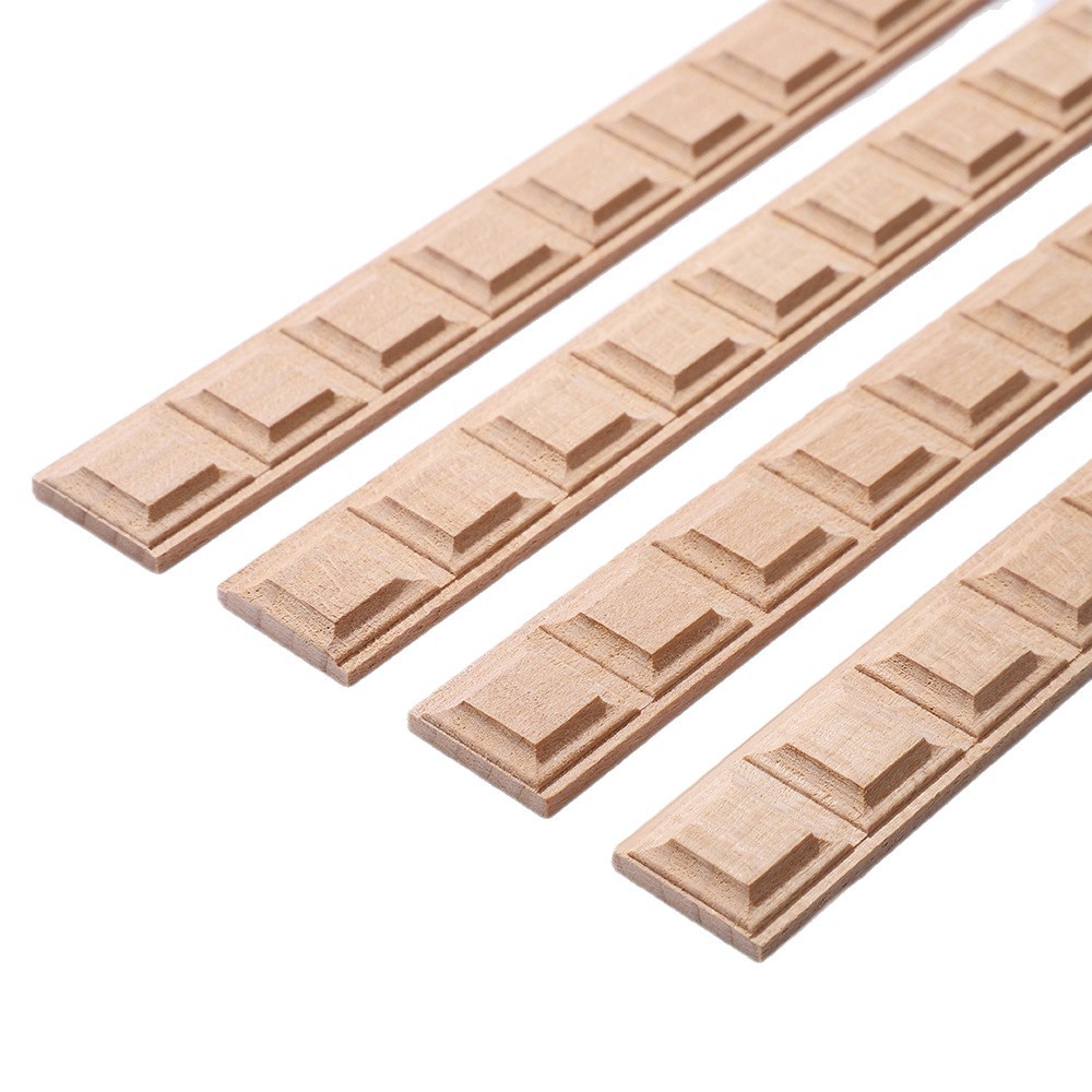 Amazon High-Quality Dongyang Wood Carving Semi-Circular Pearl Line Solid Wood Molding Picture Frame Decorative Waistline Edge Strip Customization