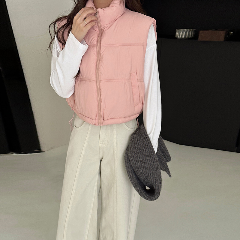 2024 New Down Cotton Vest Women's Short Autumn and Winter Vest Versatile Fashion Outer Wearing Cotton Jacket Coat Trendy