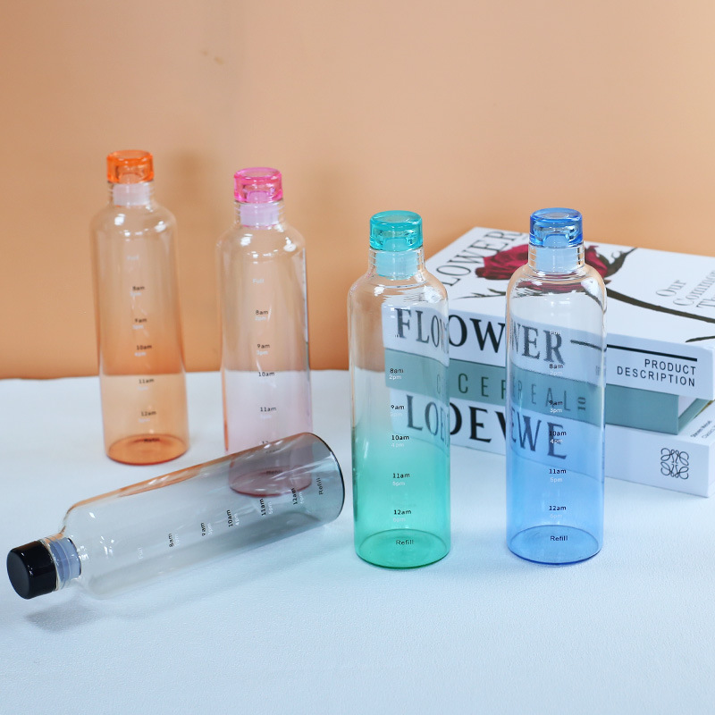 Sports Water Cup with Hot Water Internet Celebrity Colorful with Scale Drinking Glass Water Cup for Women with Good Looks in Summer