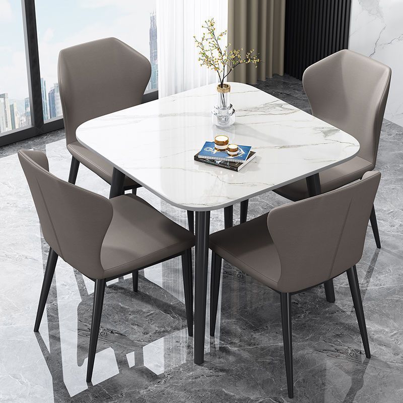 Italian Glossy Slate Dining Table Square Small Apartment Leisure Reception Negotiation Table Internet Celebrity Home Dining Table
