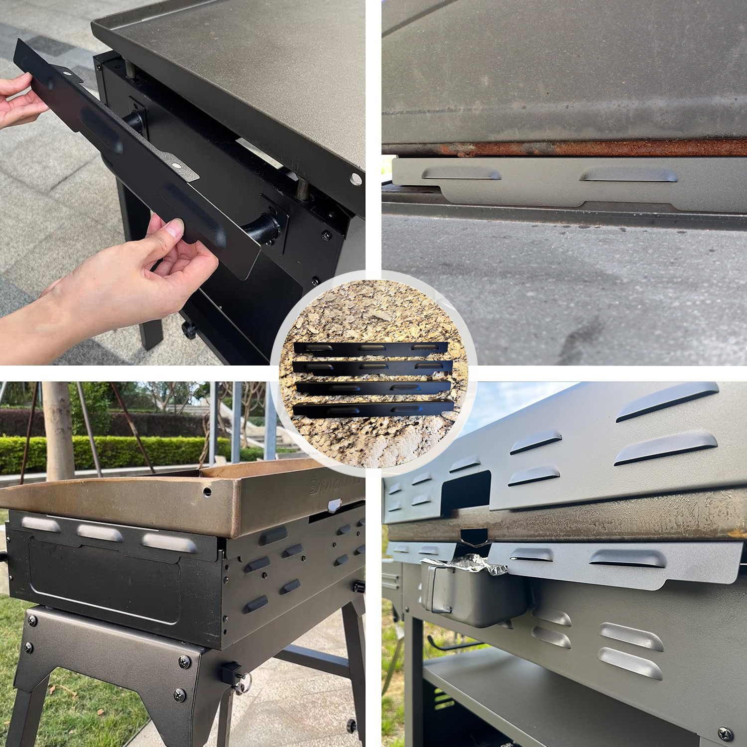 Cross-Border 36inch Bbq Windshield Stainless Steel Windshield Black Stone Barbecue Wind Screen Accessories Manufacturer Wholesale