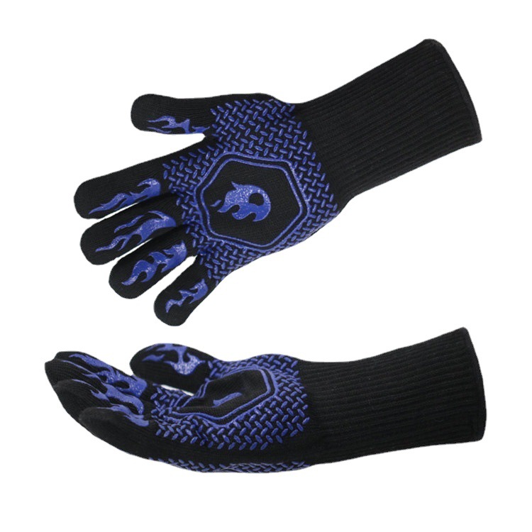 New high temperature resistant 500 degree silicone barbecue oven microwave oven anti-scalding high temperature protection welder heat insulation gloves