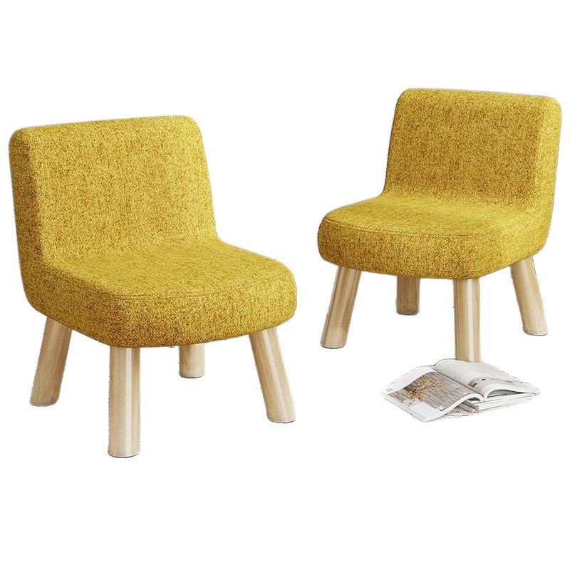 Small Stool for Home Living Room, Cute Fabric Bench, Removable and Washable Shoe Changing Stool, Children's Solid Wood Backrest Small Chair