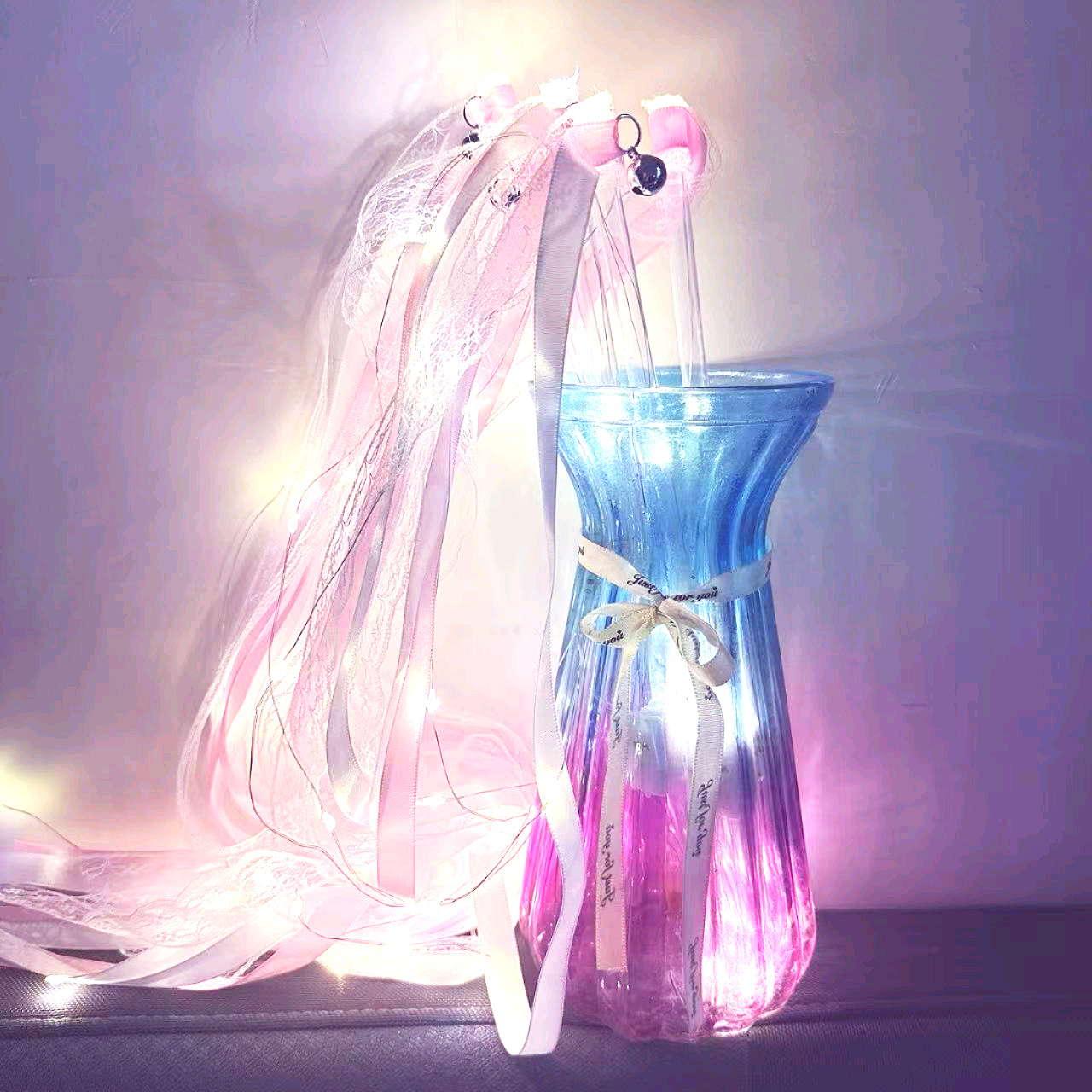 Aliexpress Cross-Border Led Wedding Glowing Ribbon Stick Party Props Glow Stick Glitter Ribbon Glowing Hand Stick