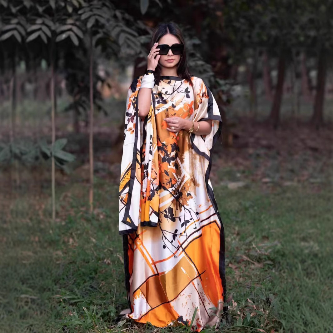 Cross Border Hot African Big Robe Muslim Long Dress abaya Middle East Clothing silk kaftan Source Factory