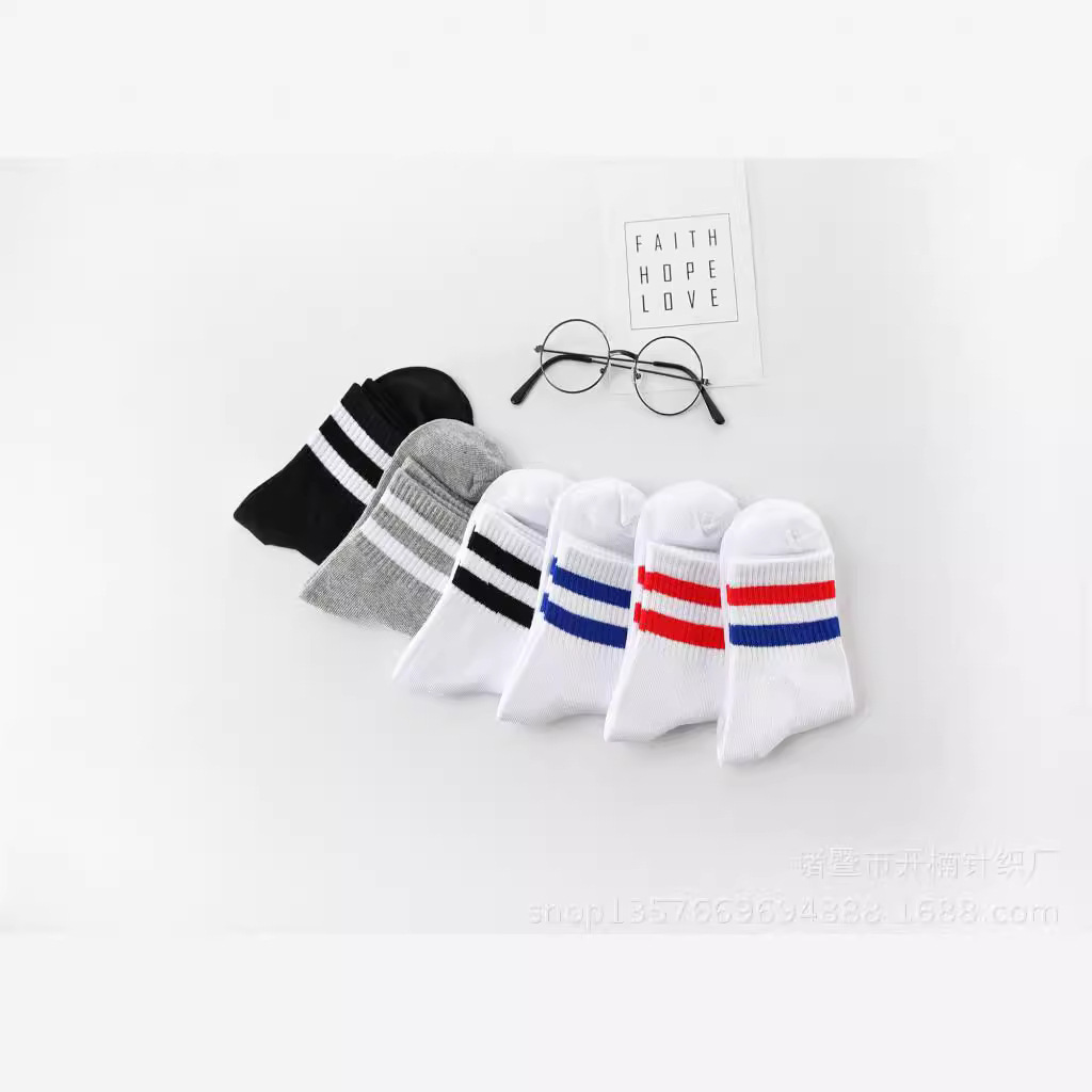 Children's socks striped cotton white socks baby socks wholesale two bar children's socks boys and girls socks