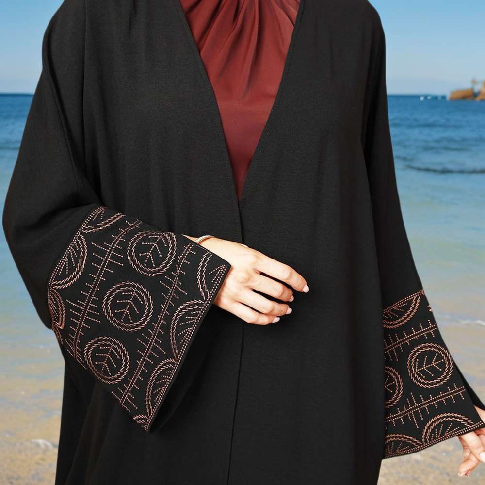 New Abaya Women's Dubai Embroidered Cardigan Middle Eastern Robe Muslim Fashion Elegant Cross-Border Dress