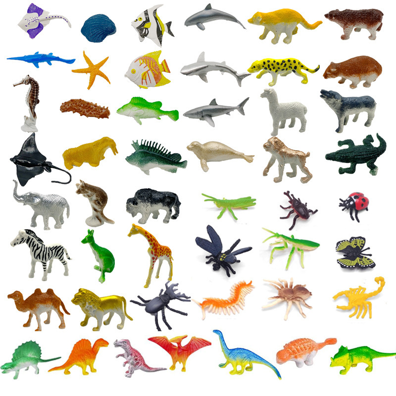 Детские игрушки 60 симуляционных прочных динозавров модели животных морских насекомых кросс-борд упаковка оптом археологические игрушки