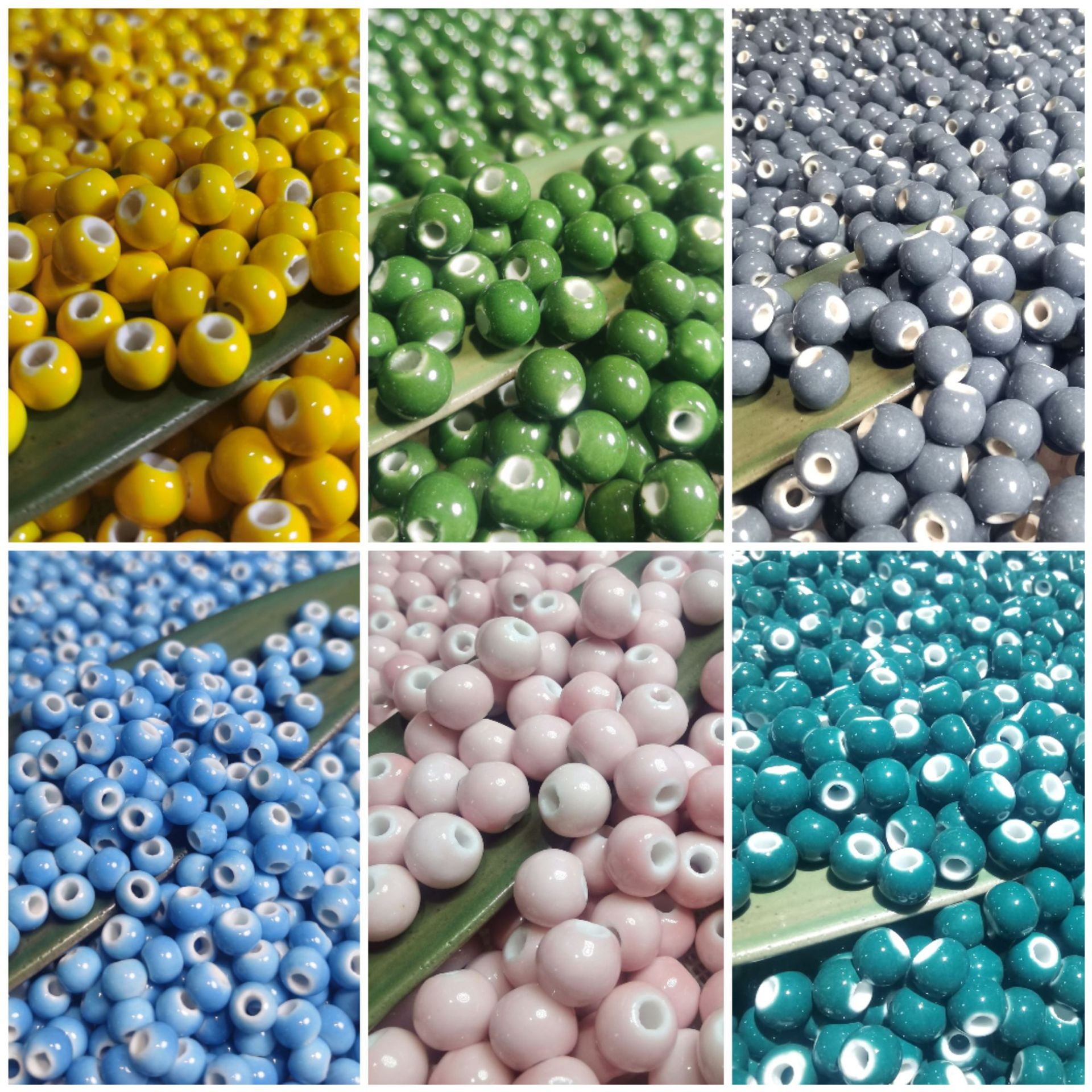 Jingdezhen Ceramic Round Beads Pure Color Monochrome Loose Beads Handmade DIY Beaded Jewelry Accessories Bracelet Wholesale
