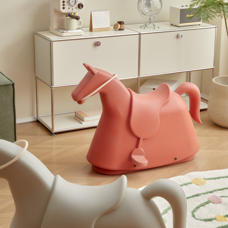 Scandinavian Kidsren's Rocking Horse Ins Creative Popular Cartoon Pony Chair Home Simple Coordination Balance Animal Stool