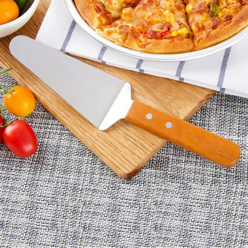 New Baking Special Wooden Handle Stainless Steel Cheese Spatula Cross-Border Multi-Functional Triangular Folding Cake Spatula Pizza Spatula