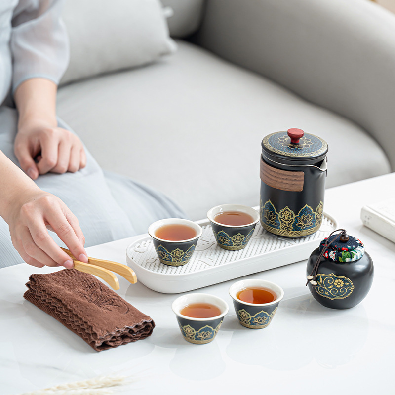 Travel tea set suit portable fast cup outdoor ceramic tea set activities business festival gifts custom wholesale