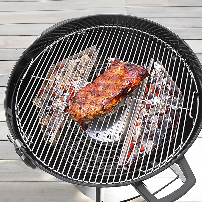 Charcoal Basket Outdoor BBQ Barbecue Charcoal Basket Galvanized Sheet Sawdust Smoked Basket Fruit Charcoal Baking Basket