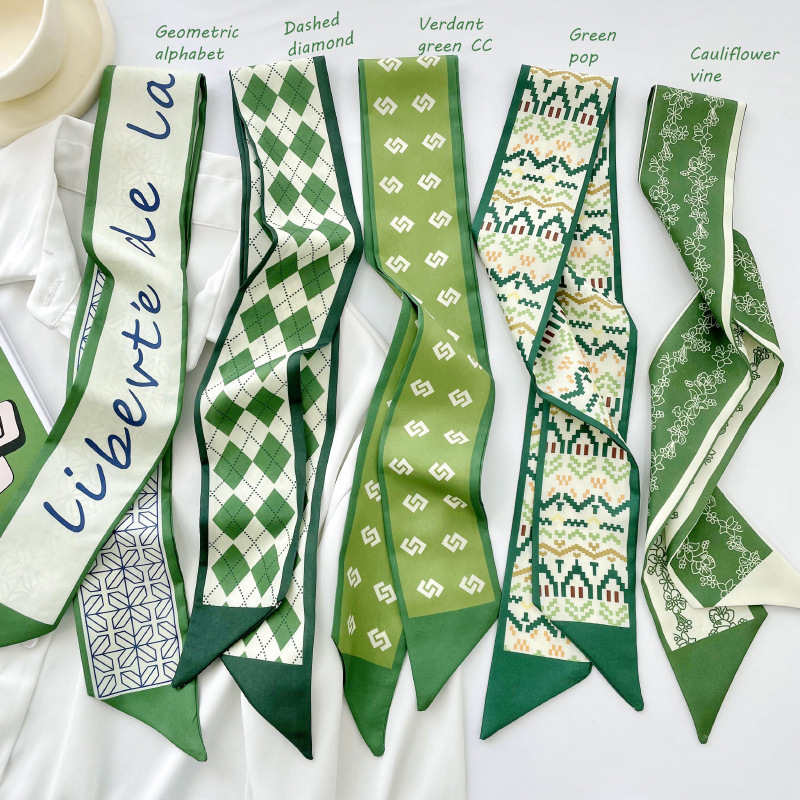 Source Factory Retro Silk Scarf, High-End Women's Hair Tie, Bow Ribbon, Bag Gift Box, Souvenir Silk Scarf