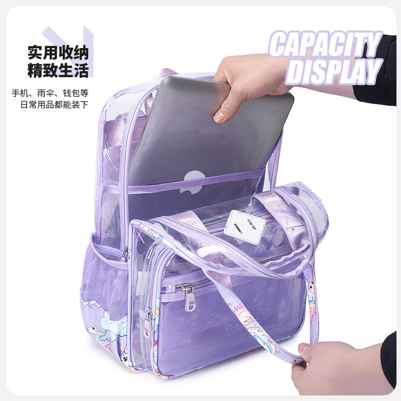 Hot Selling Amazon Transparent Backpack Pvc Cross-Border Spot Unicorn Waterproof Visual Backpack Pvc