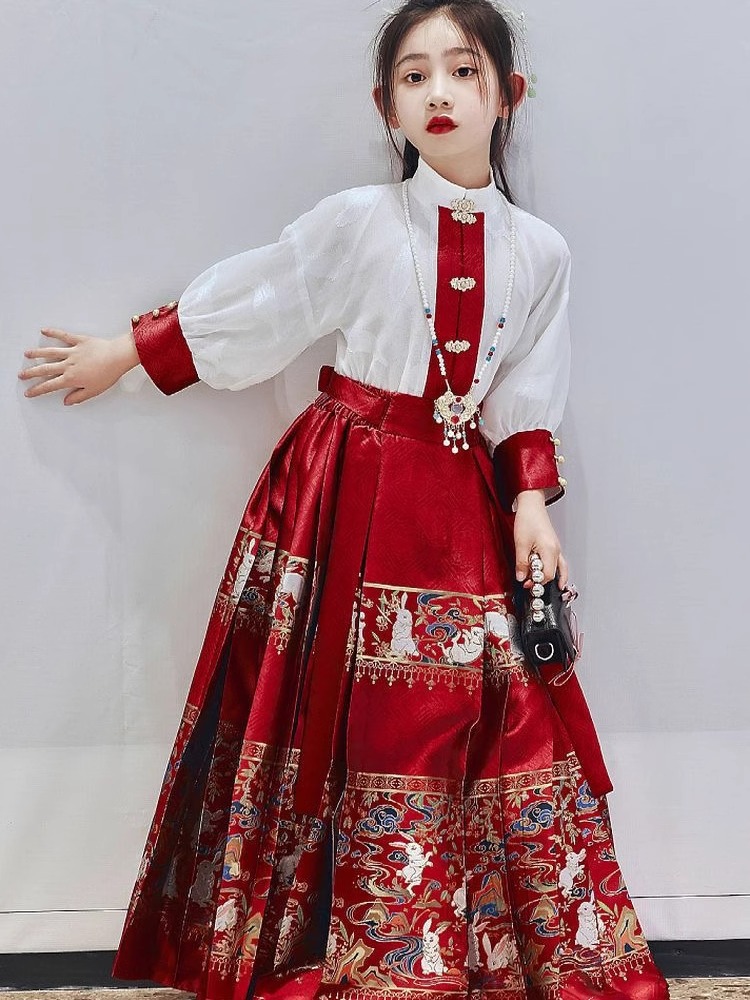 Horse Face Skirt Girls Spring Kidsren's Han Dynasty 2025 New Antique Suit Little Girl Chinese Style Ancient Han Dynasty for Women