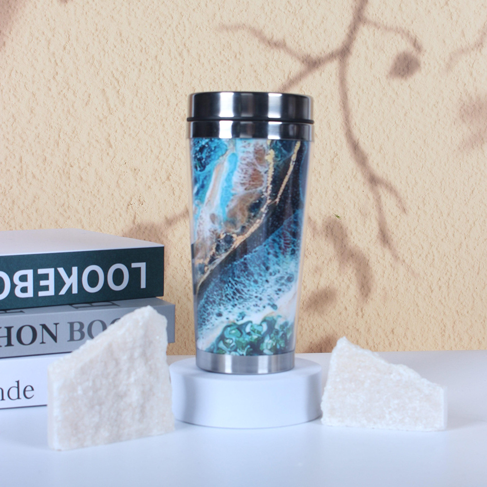 Cross-border steel plastic car Cup 450ML double-layer stainless steel cup factory direct supply logo printing wholesale