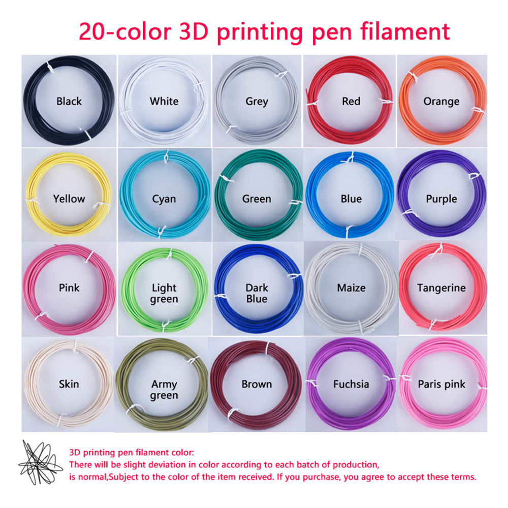 3D Printing Pen Filament 3.5m 10m Pla 10 Colors 20 Colors 30 Colors Random Color Customization Factory Direct Sales