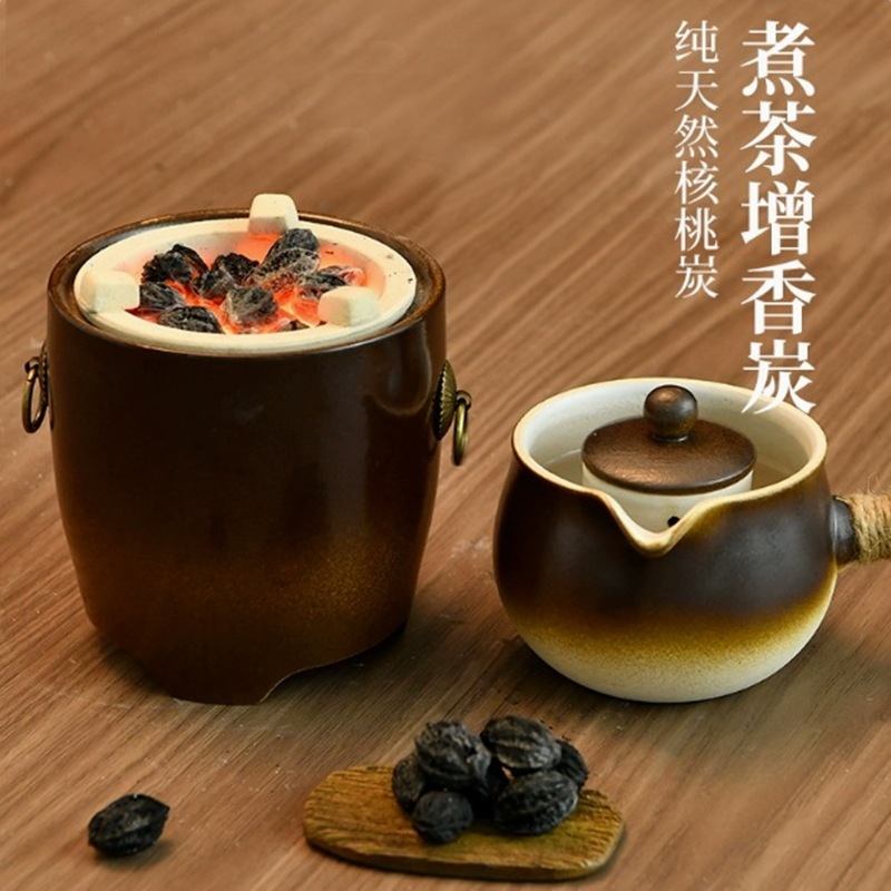 Charcoal for Tea Brewing, Fruit Wood Charcoal for Barbecue and Soup, Household Indoor Natural Wood Charcoal, Longan and Olive Charcoal Combination