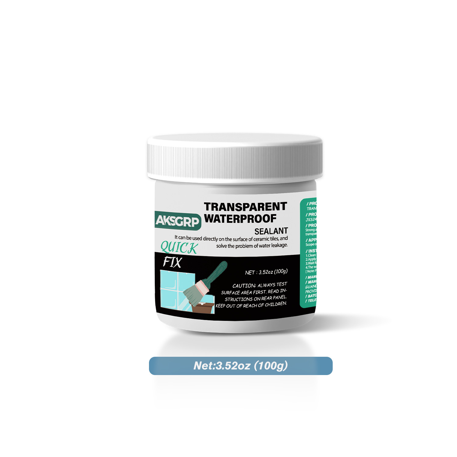 Aksgrp Transparent Waterproof Glue Kitchen and Bathroom Exterior Wall Roof Leak Repair Paint Seepage Repair Wall Floor Moisture-Proof