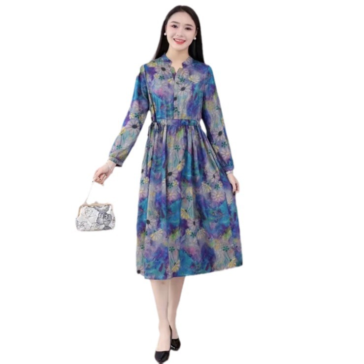 Artificial silk flower double-sided fragrant cloud yarn flower cloth top dress scarf fabric middle-aged and elderly