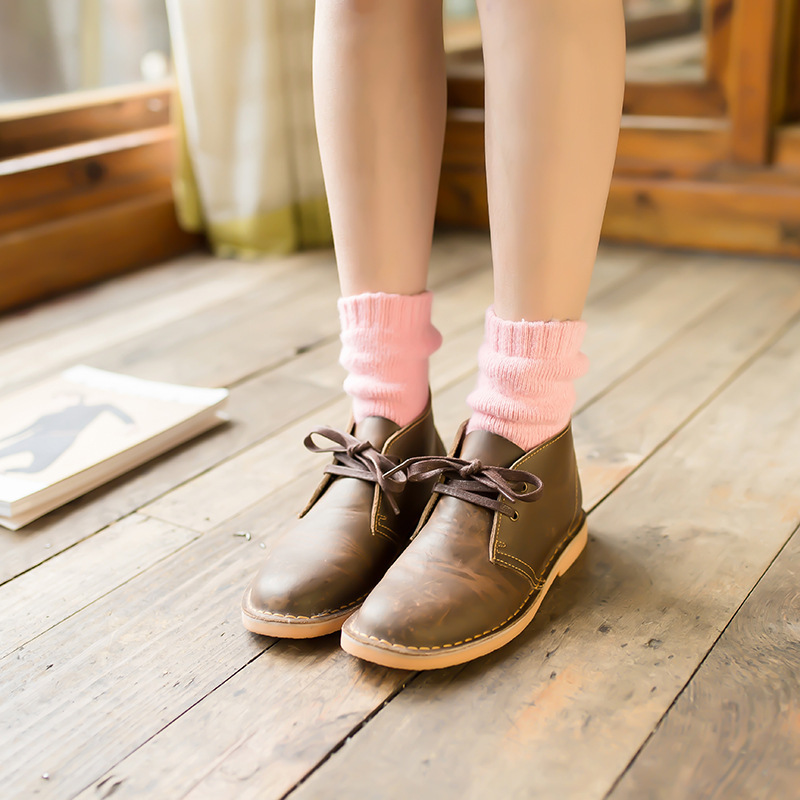 Autumn and Winter New Thickened Solid Color Men's Long Wool Socks Women's Fleece-lined Warm Mid-length Casual Couple's Fleece Socks