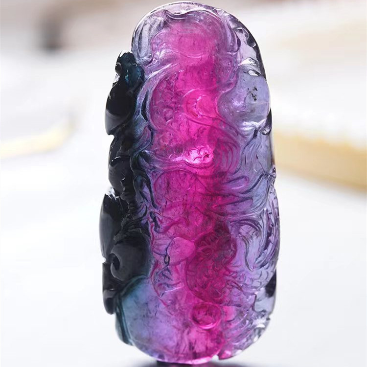 Natural Brazil Candy Tourmaline Bracelet Couple Bracelet Pi Xiu Carving Transfer Emperor Color Macaron Original Design