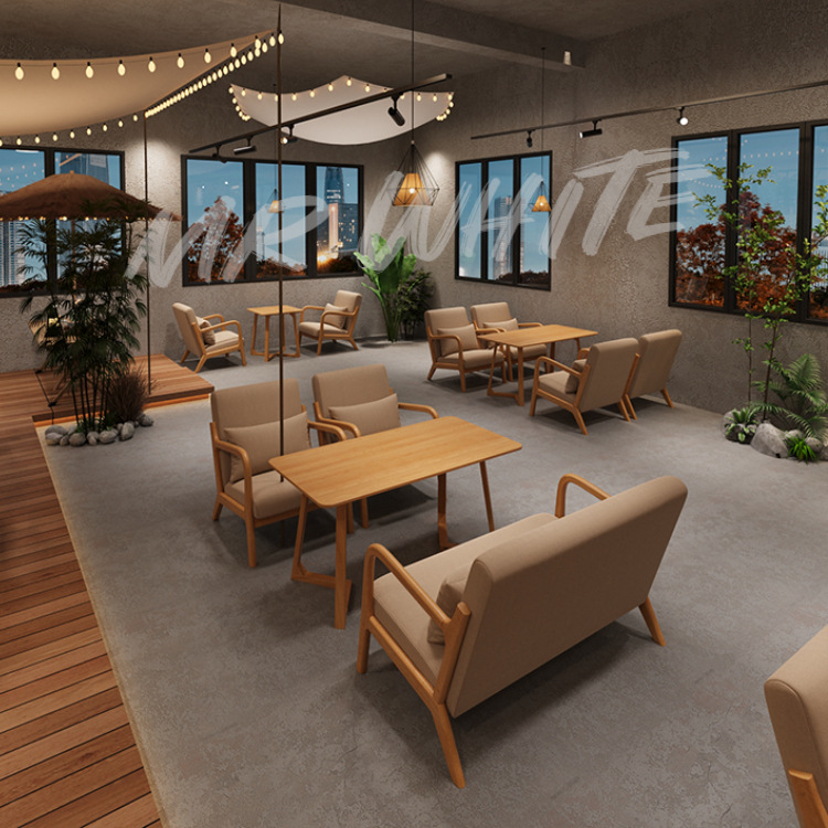 Elegant atmosphere cafe sofa chair dirt-resistant three-proof technology cloth high elastic sponge comfortable milk tea shop table and chair combination