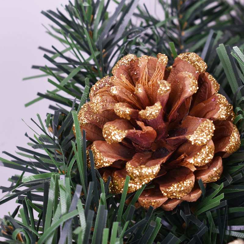 Cross-border Amazon 30cm Christmas Wreath Red Cone Pine Cone Christmas Decorations Door Hanging Arrangement Rattan Ring Pendant