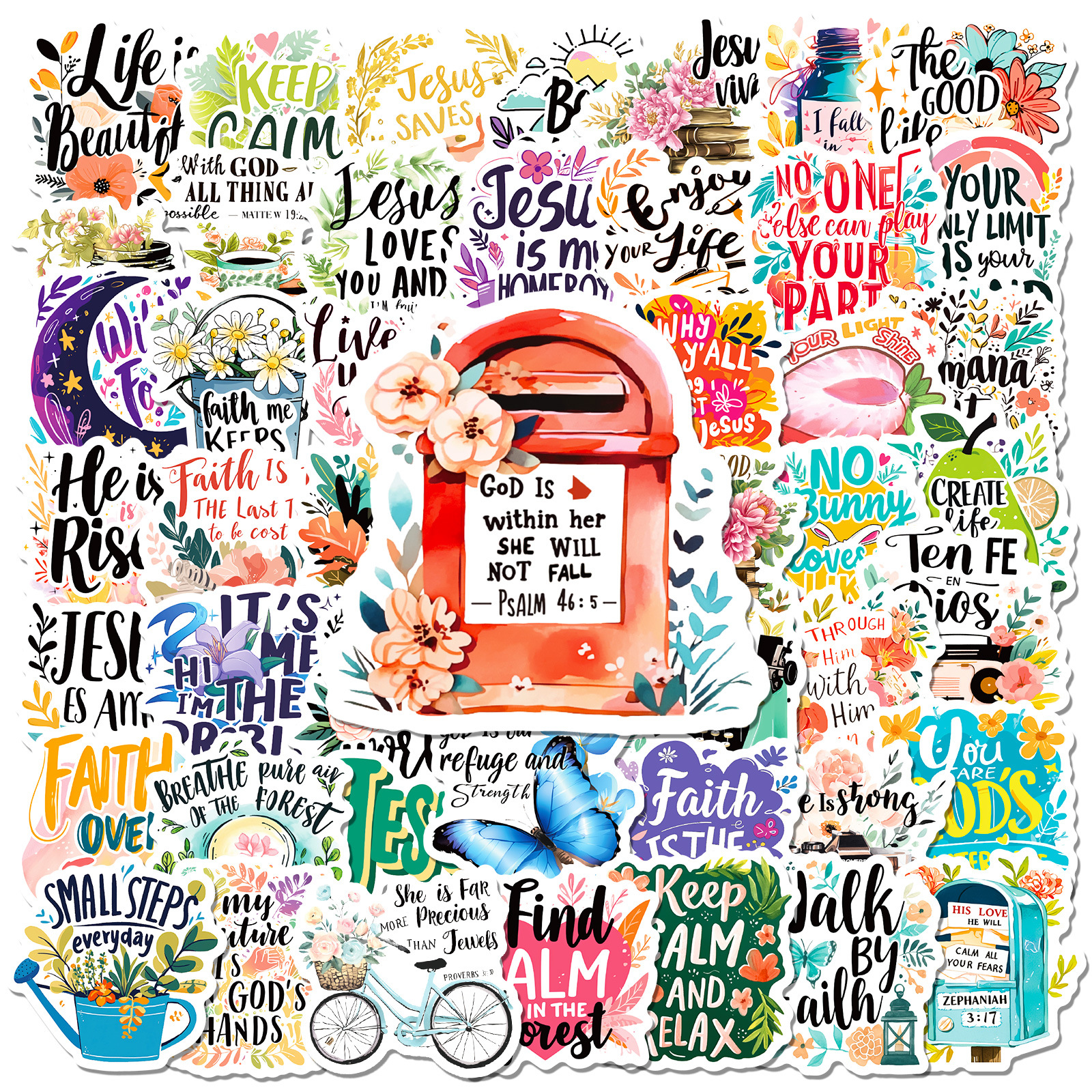 50 наклеек на тему ретро Библии для воды, чемоданов, гитар, самокатов, водонепроницаемые декоративные наклейки