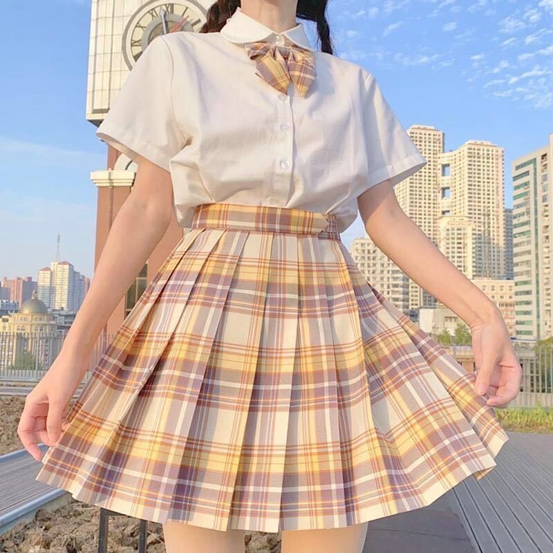 2024 new Japanese collection JK uniform plaid skirt women's short sleeve suit pleated skirt student jk school uniform wholesale generation
